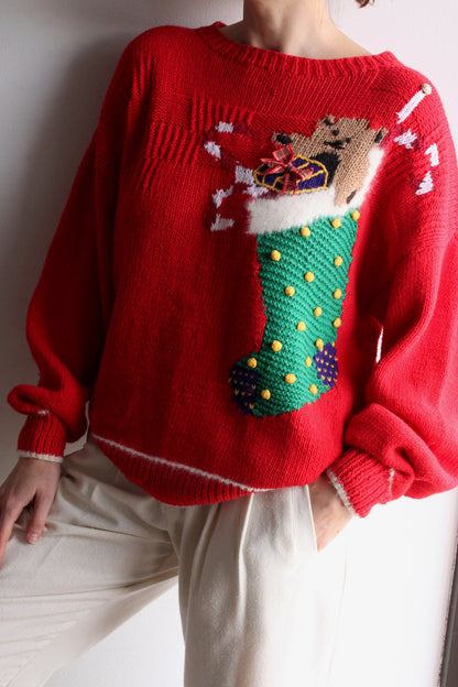 Vintage Stocking Embroidered Sweater