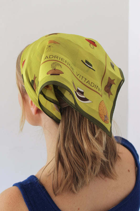 Sweetest Vintage Hat Graphic Silk Scarf