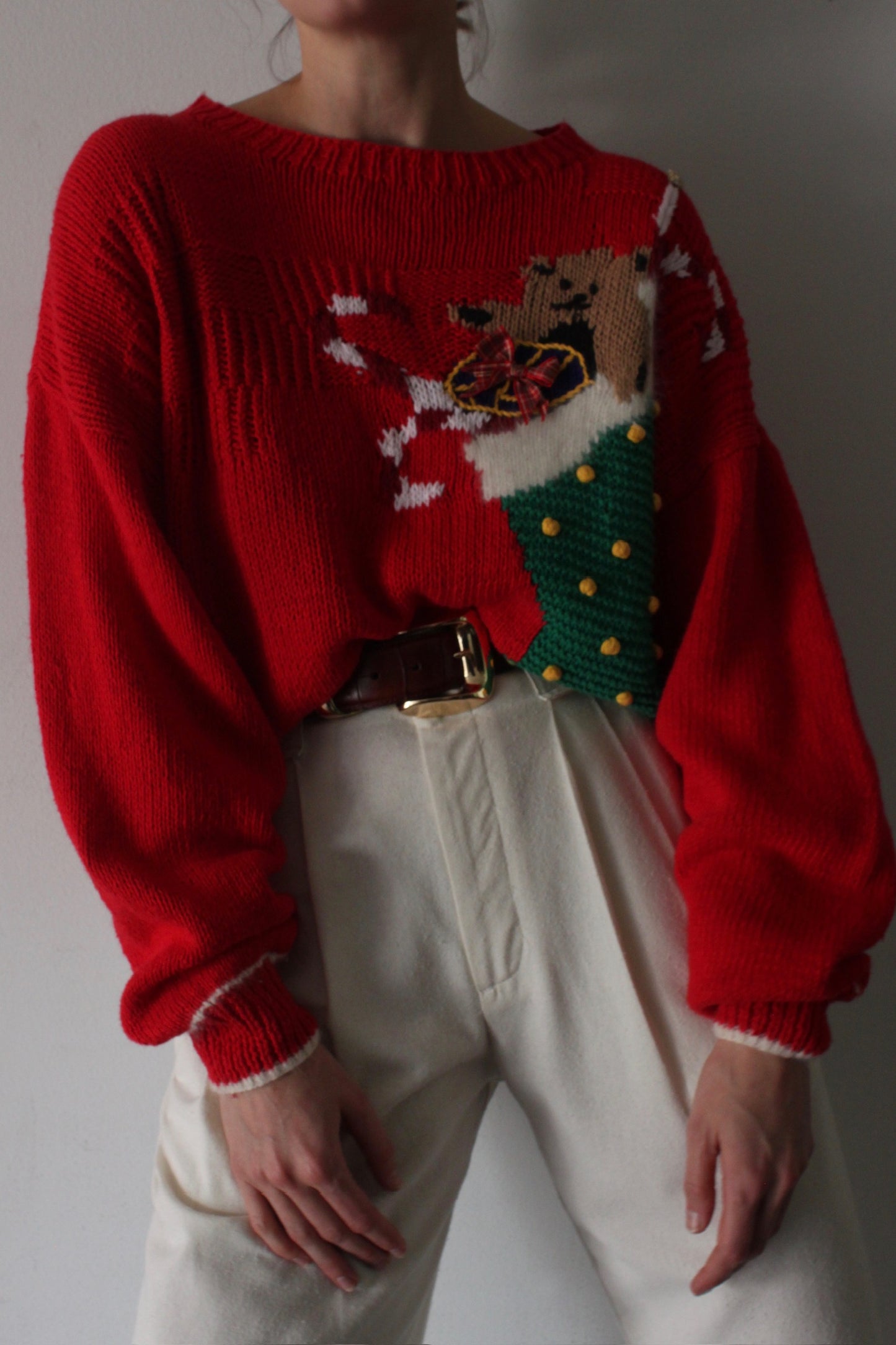 Vintage Stocking Embroidered Sweater