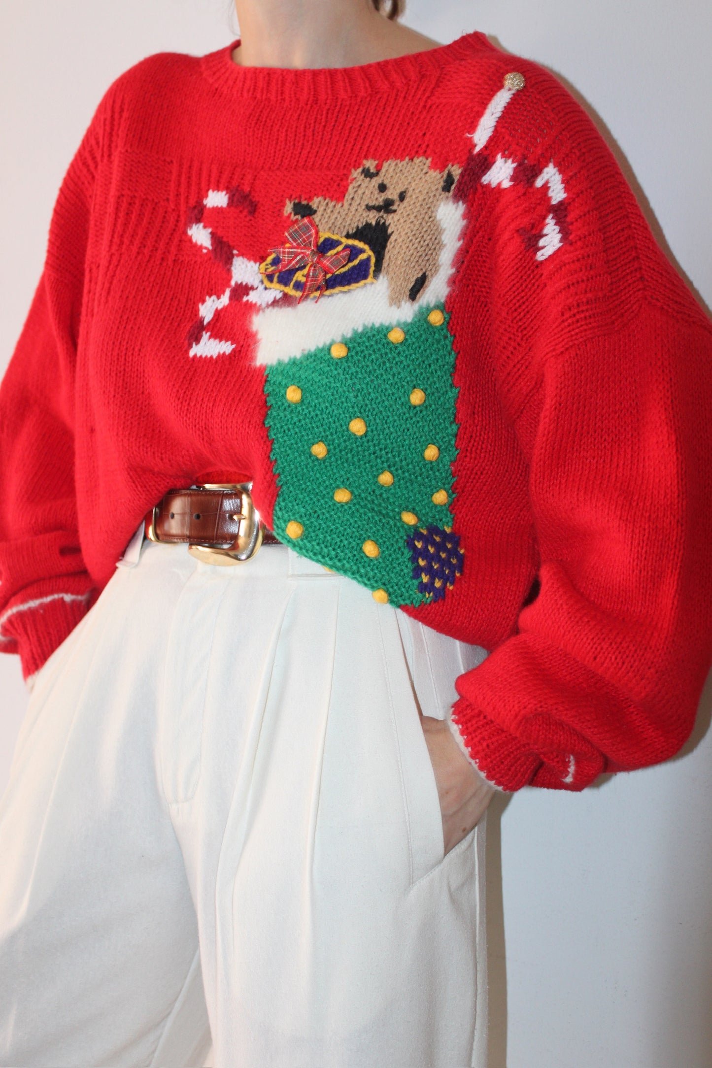 Vintage Stocking Embroidered Sweater