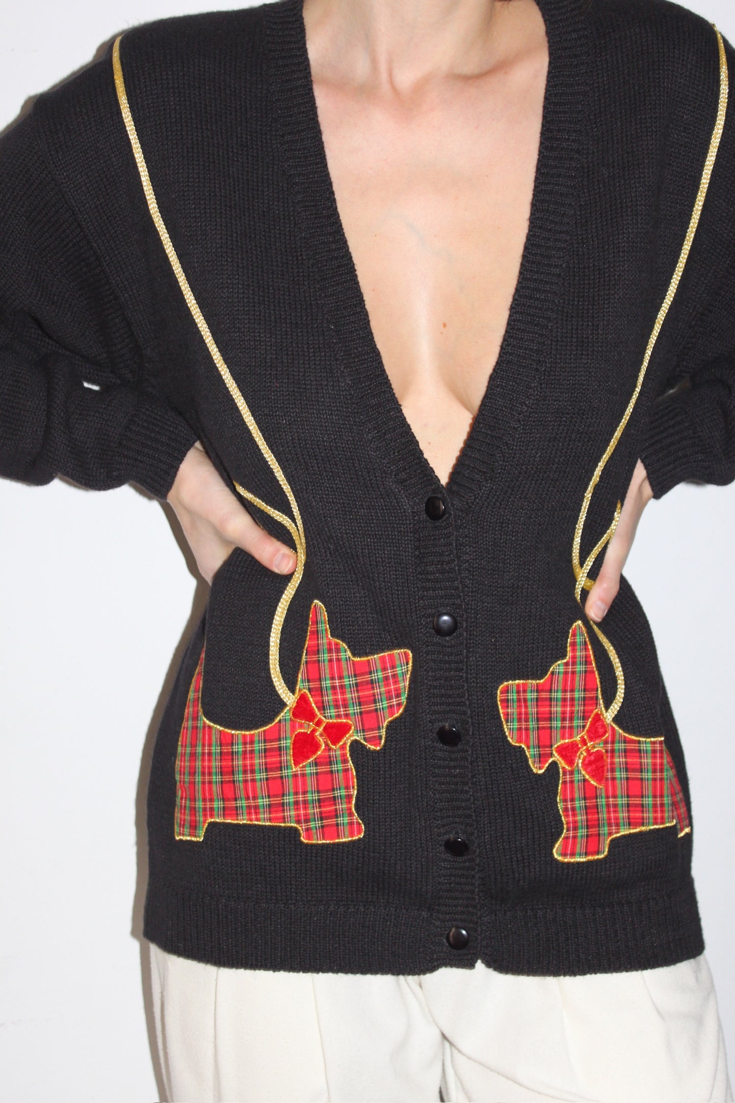 Vintage Plaid Scottish Terrier Cardigan