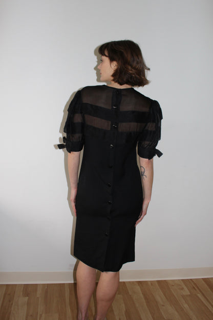 Incredible Vintage Tiered Organza Balloon Sleeve Dress