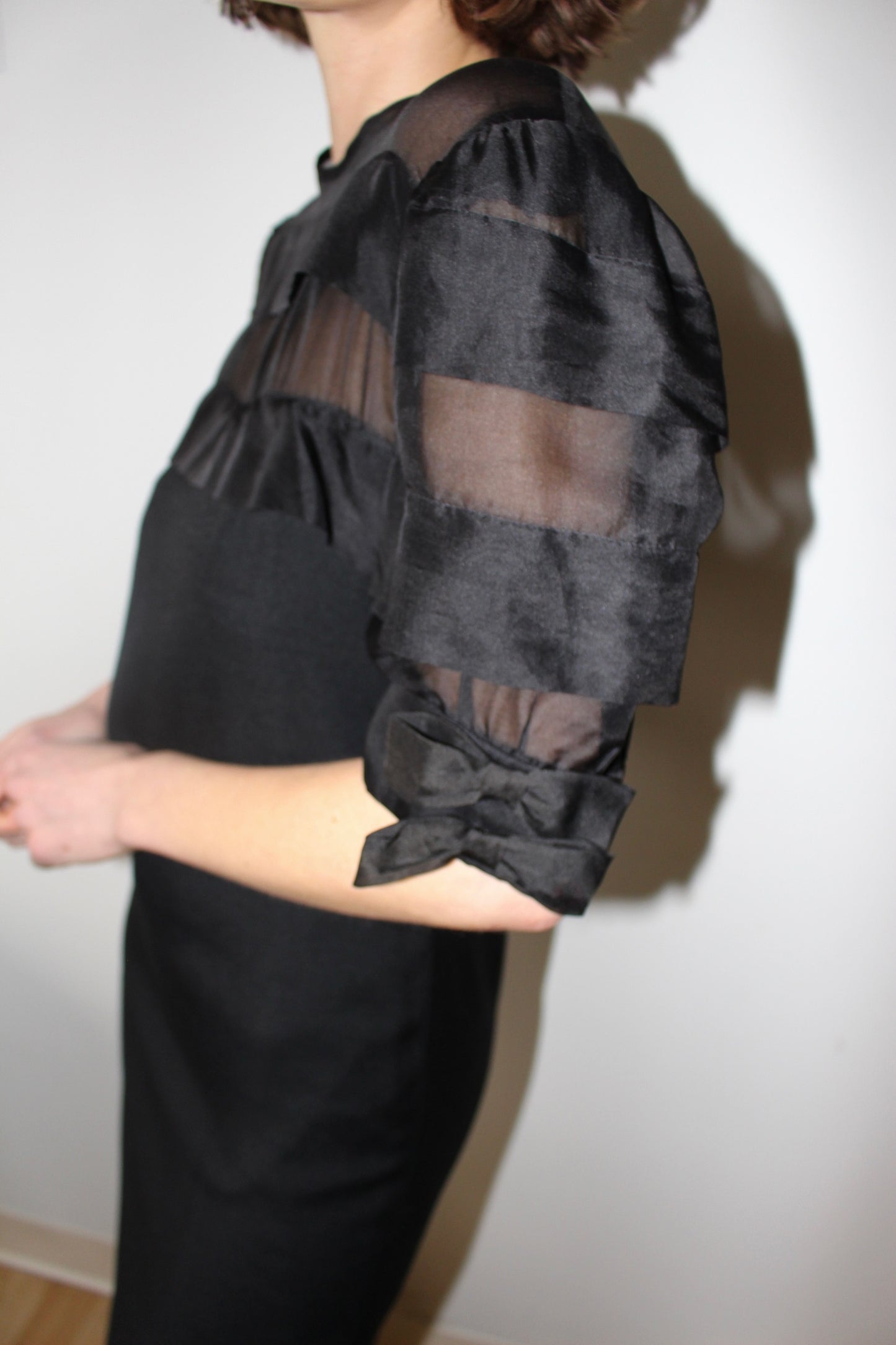 Incredible Vintage Tiered Organza Balloon Sleeve Dress