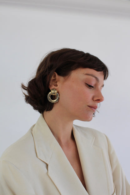 Vintage Sonia Rykiel Etched Hoop Earrings