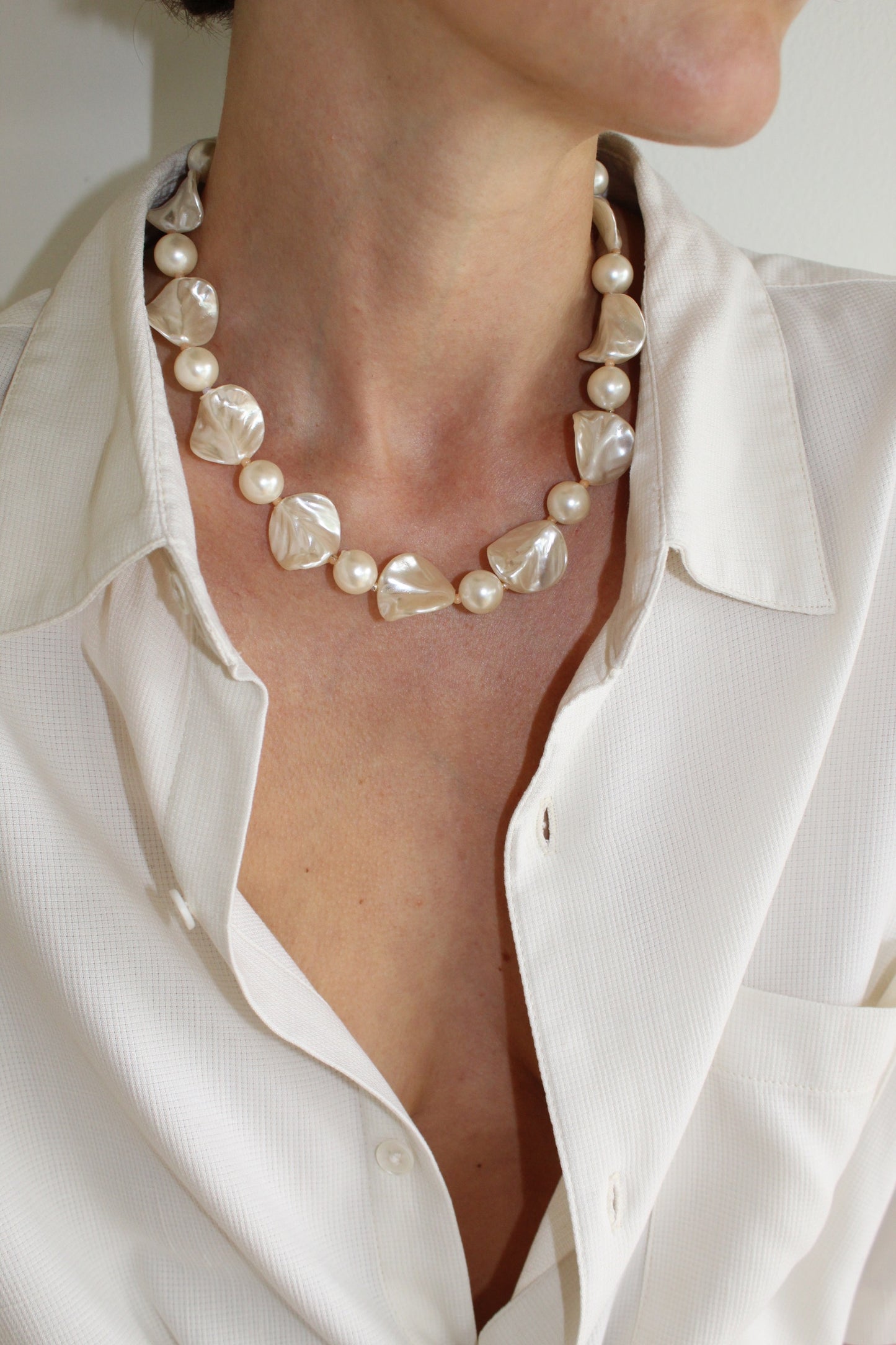 Vintage Faux Pearl Collar Necklace