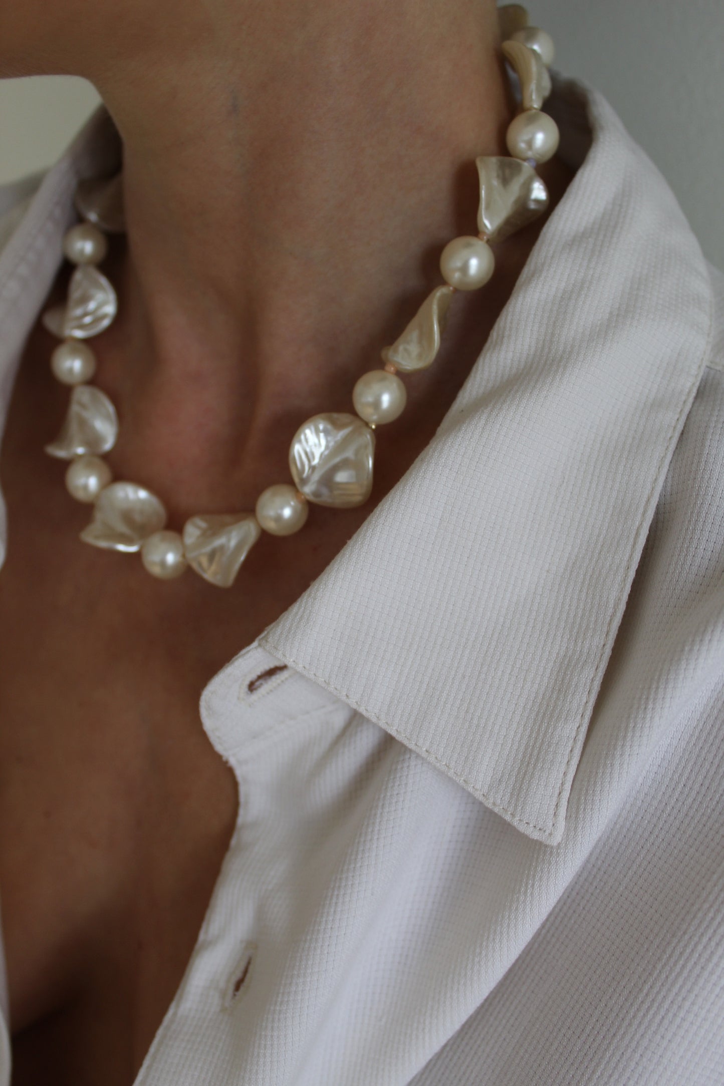 Vintage Faux Pearl Collar Necklace