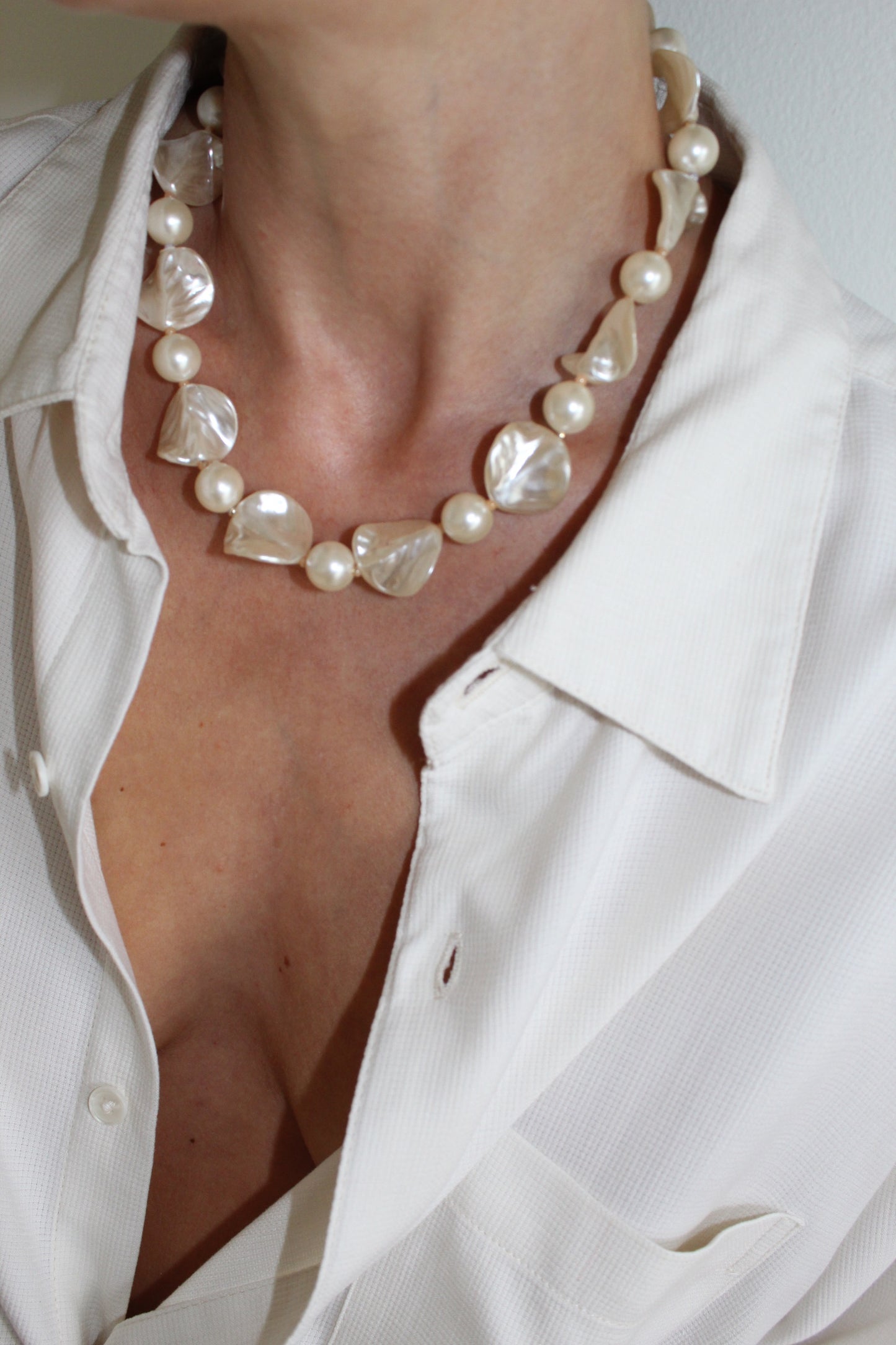 Vintage Faux Pearl Collar Necklace