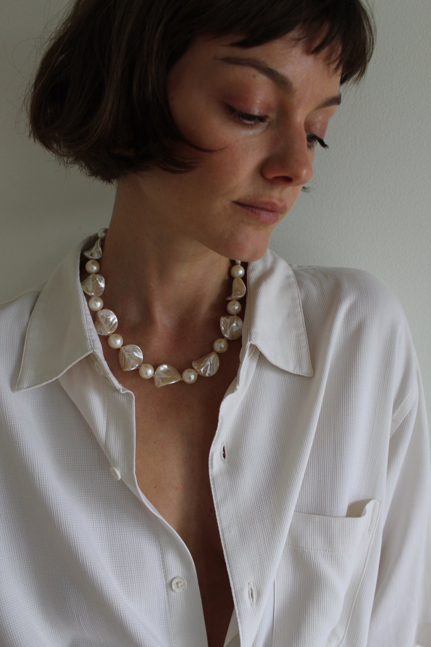 Vintage Faux Pearl Collar Necklace
