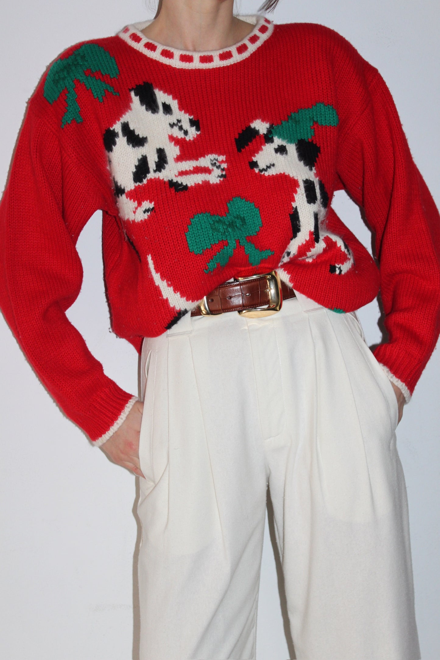 Incredible Vintage Angora Dalmatian Sweater