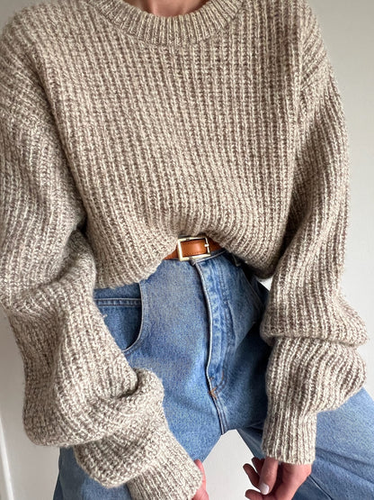 Vintage Oat Wool Ribbed Sweater