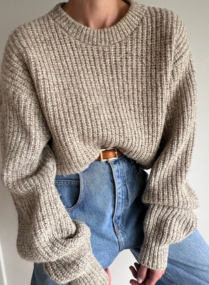 Vintage Oat Wool Ribbed Sweater