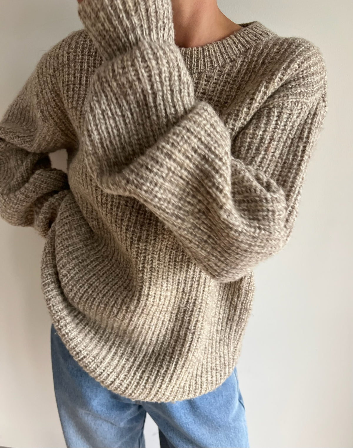 Vintage Oat Wool Ribbed Sweater