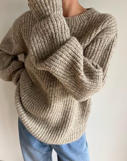 Vintage Oat Wool Ribbed Sweater