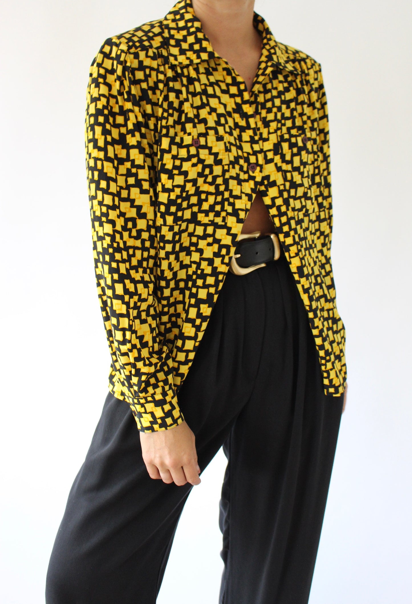 Rare Vintage Givenchy Funky Pattern Silk Blouse