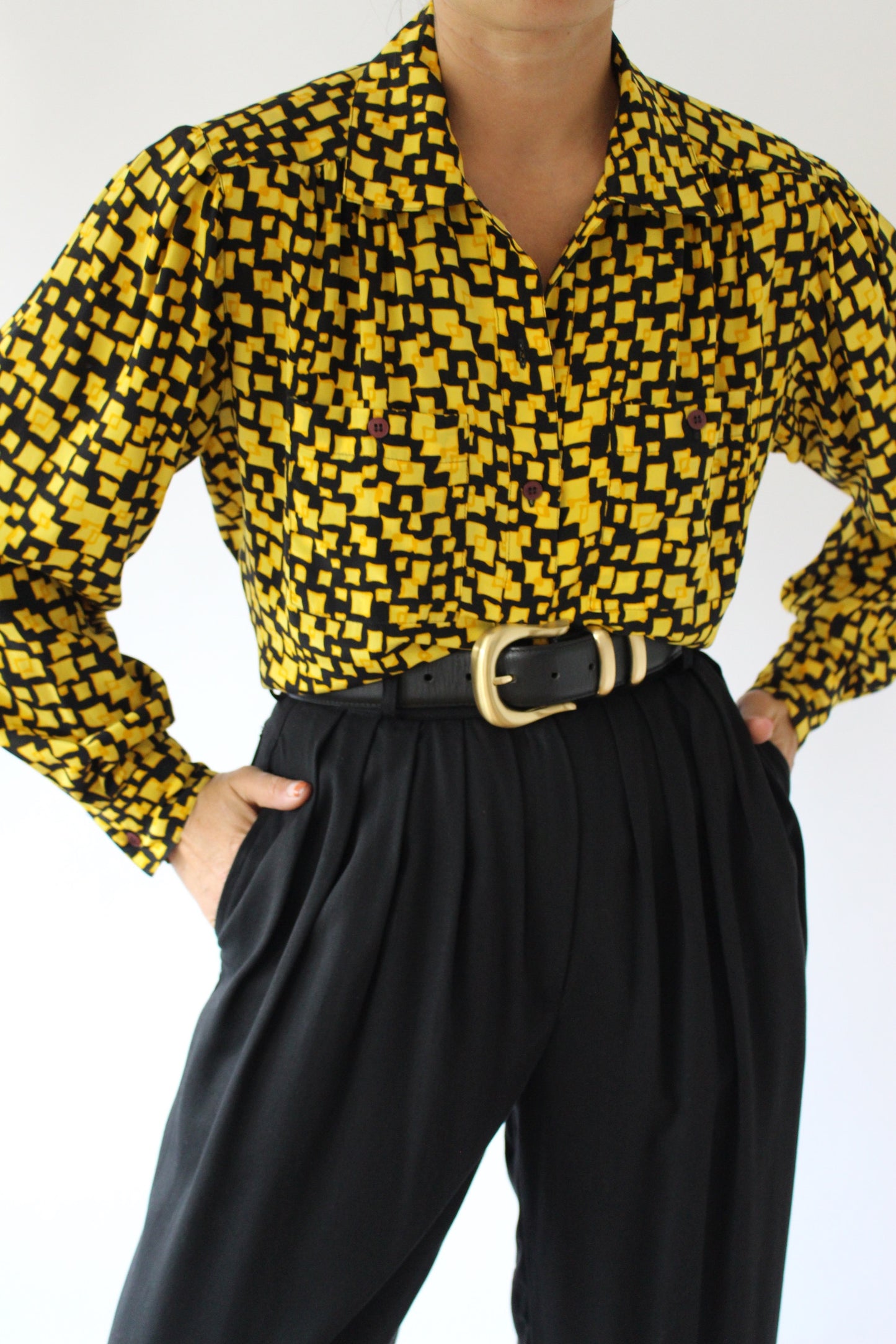 Rare Vintage Givenchy Funky Pattern Silk Blouse