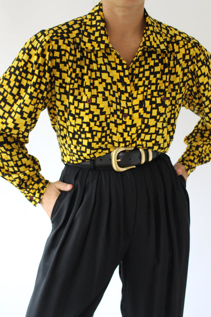 Rare Vintage Givenchy Funky Pattern Silk Blouse