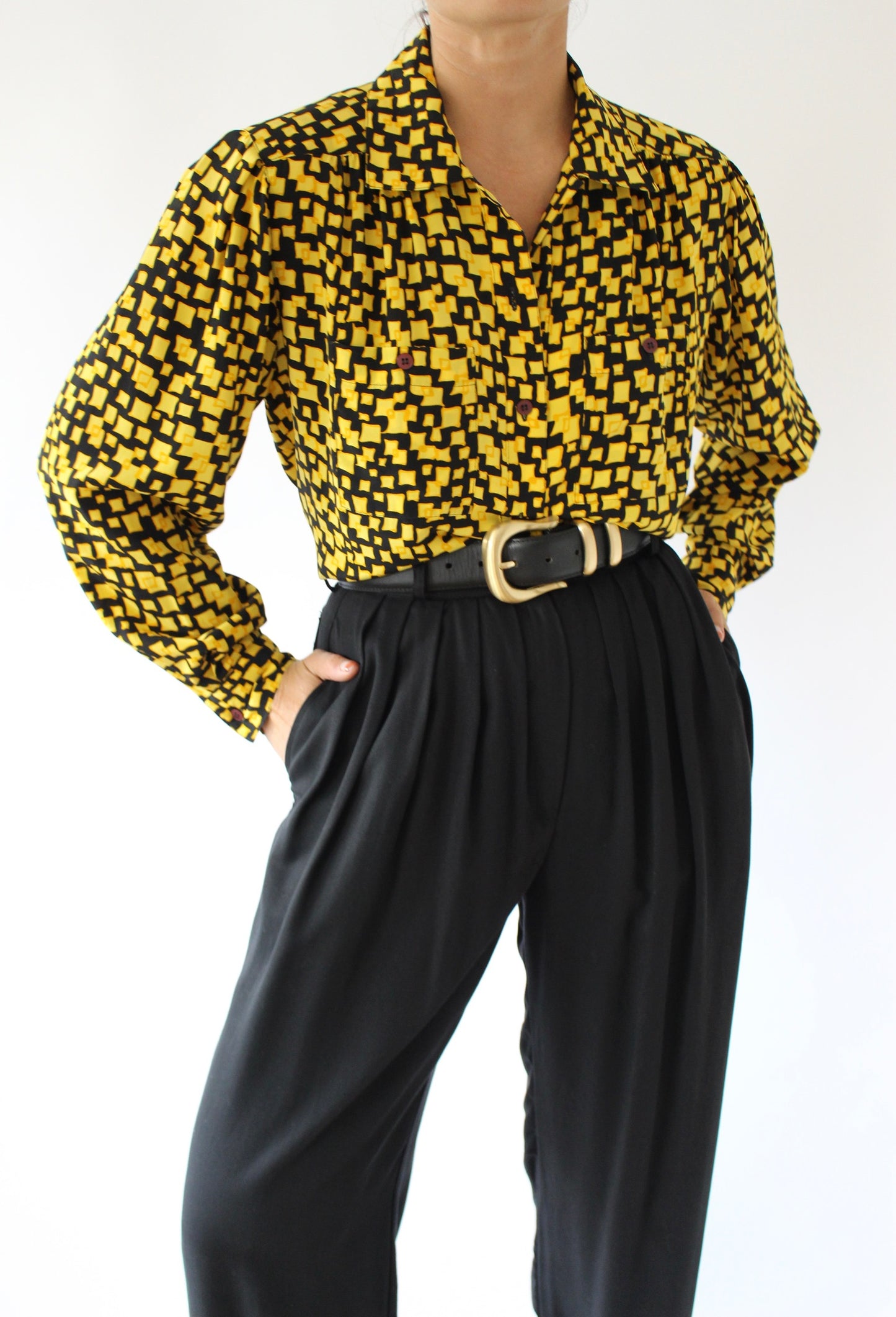 Rare Vintage Givenchy Funky Pattern Silk Blouse