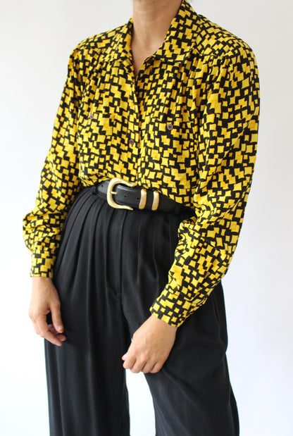 Rare Vintage Givenchy Funky Pattern Silk Blouse