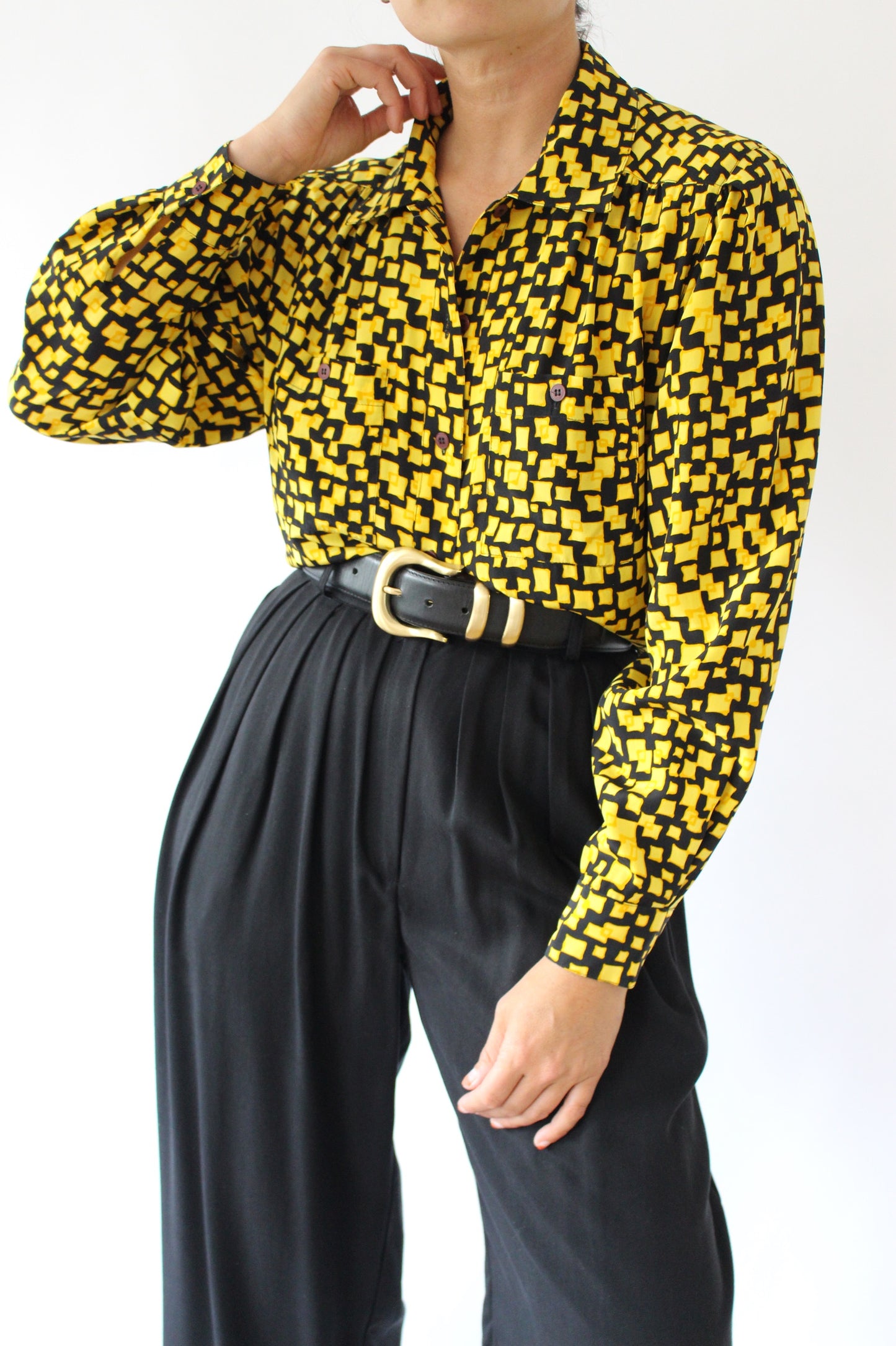 Rare Vintage Givenchy Funky Pattern Silk Blouse