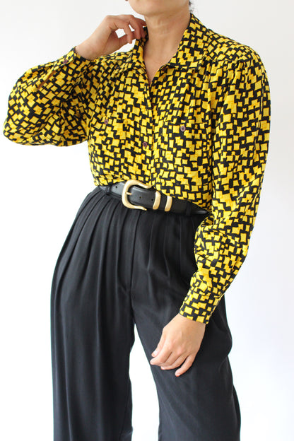 Rare Vintage Givenchy Funky Pattern Silk Blouse