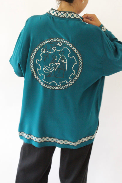 Vintage Diane Von Furstenberg Embroidered Silk Blouse