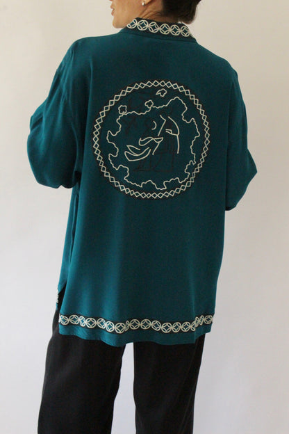 Vintage Diane Von Furstenberg Embroidered Silk Blouse