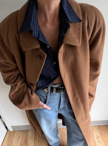 Vintage Caramel Wool & Cashmere Belted Coat