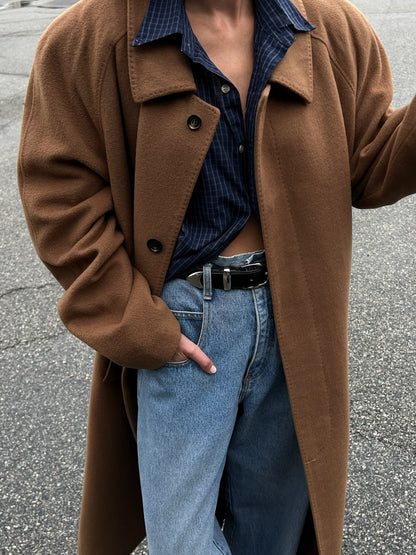 Vintage Caramel Wool & Cashmere Belted Coat