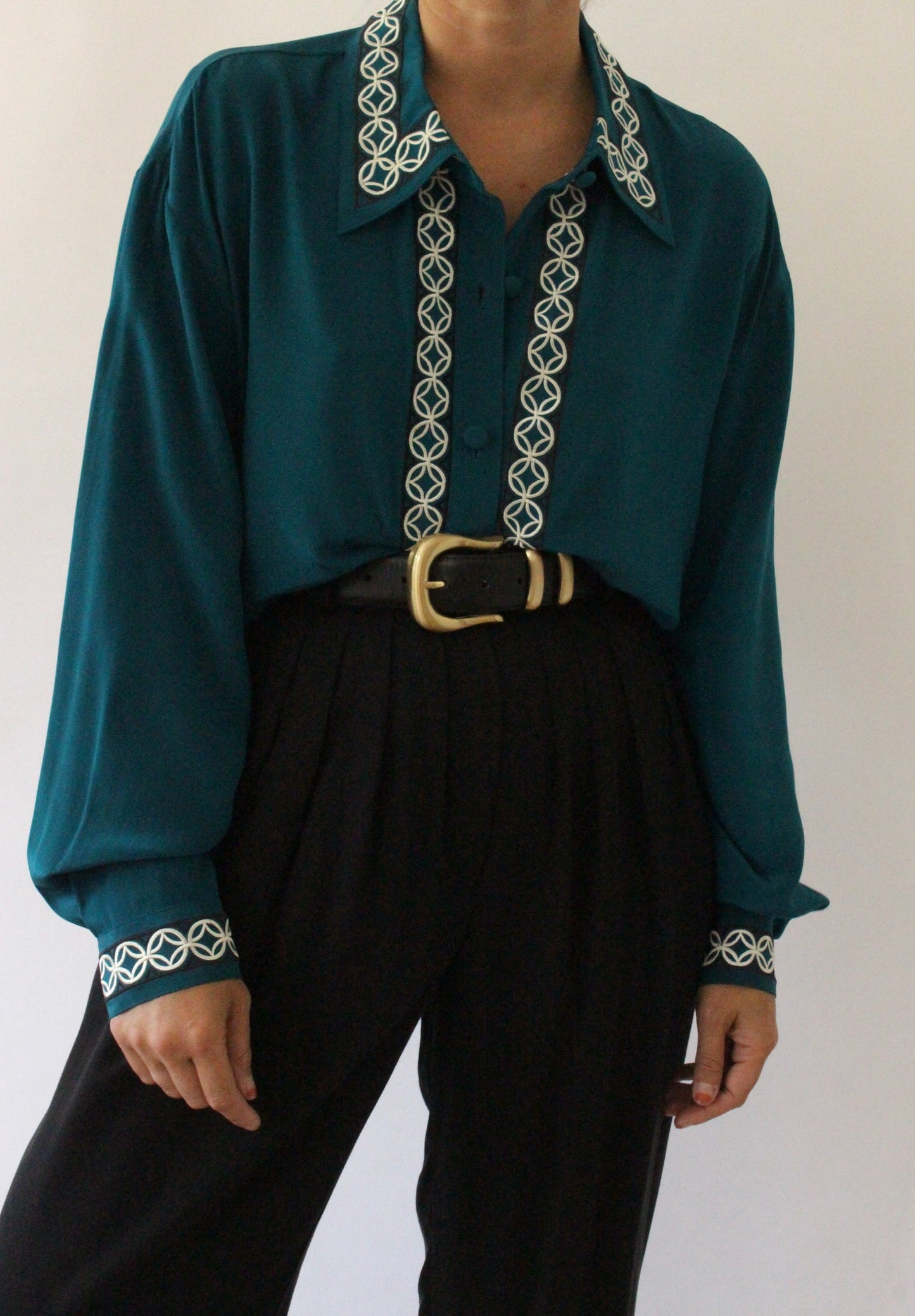 Vintage Diane Von Furstenberg Embroidered Silk Blouse
