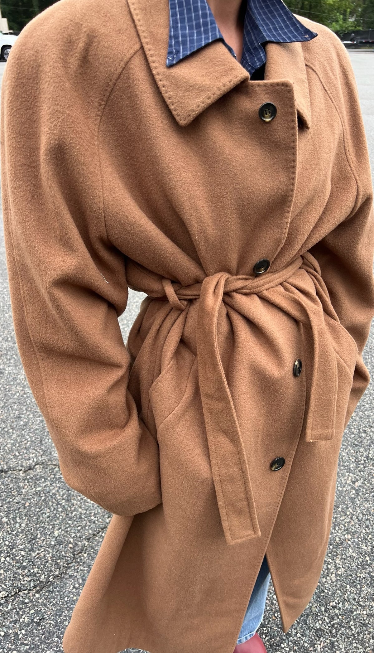 Vintage Caramel Wool & Cashmere Belted Coat