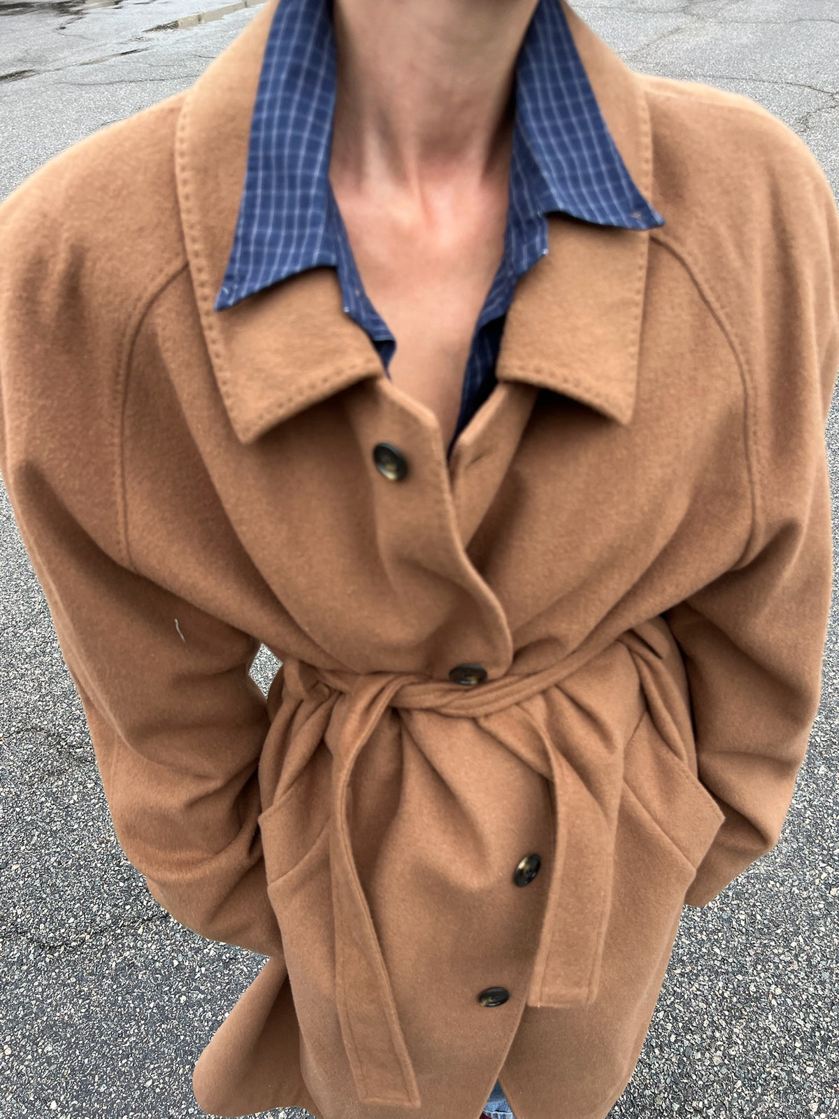 Vintage Caramel Wool & Cashmere Belted Coat