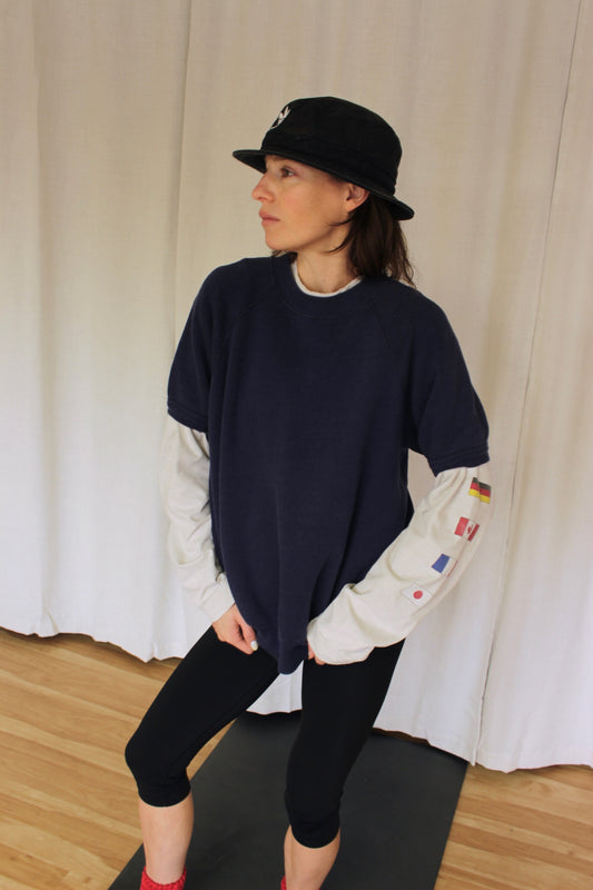 Vintage Faded Navy Raglan Short Sleeve Sweatshirt