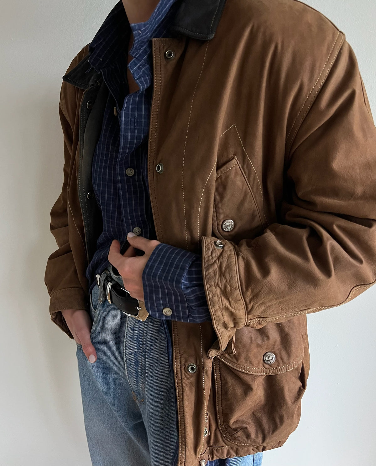 Favorite Vintage Two Tone Leather Bomber Jacket