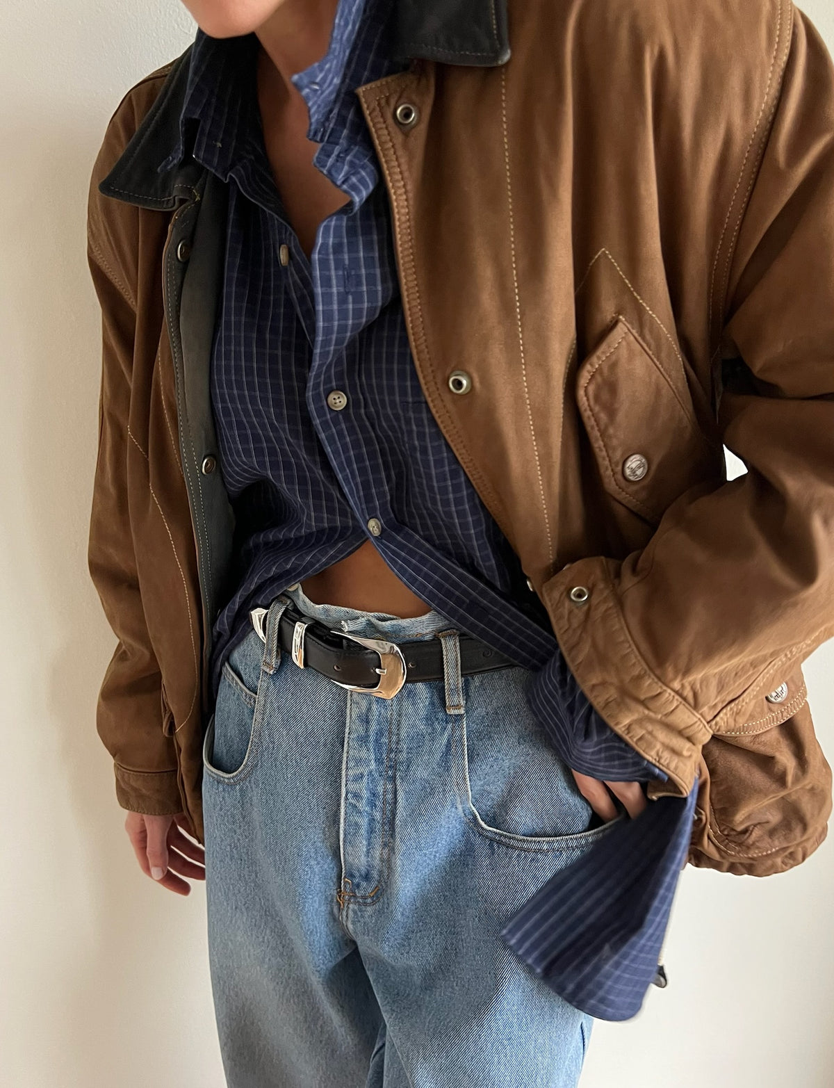 Favorite Vintage Two Tone Leather Bomber Jacket