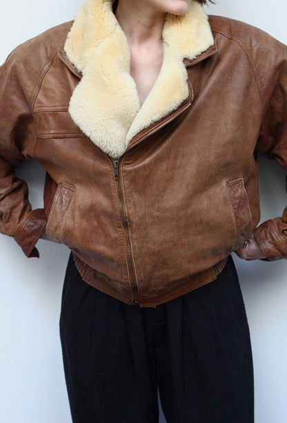 Beautiful Vintage Leather & Mouton Bomber