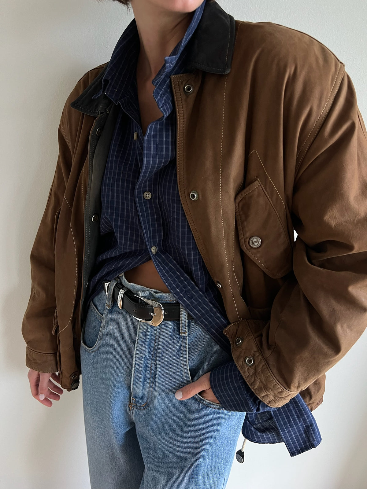 Favorite Vintage Two Tone Leather Bomber Jacket