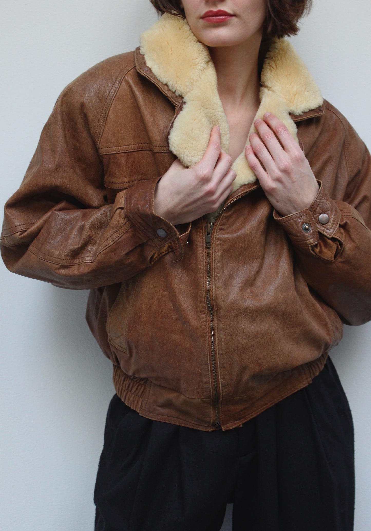 Beautiful Vintage Leather & Mouton Bomber