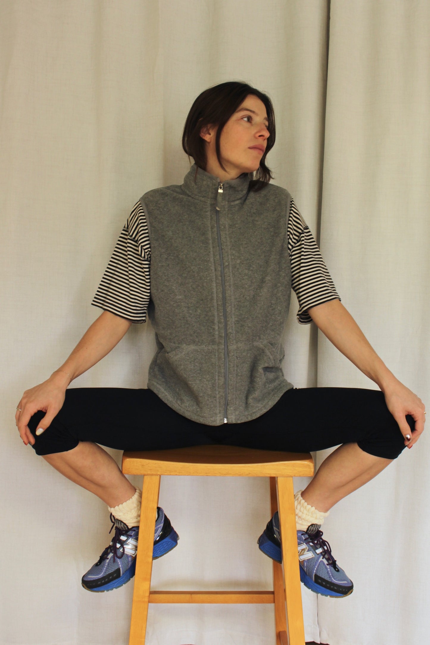 Vintage Dove Grey Fleece Vest