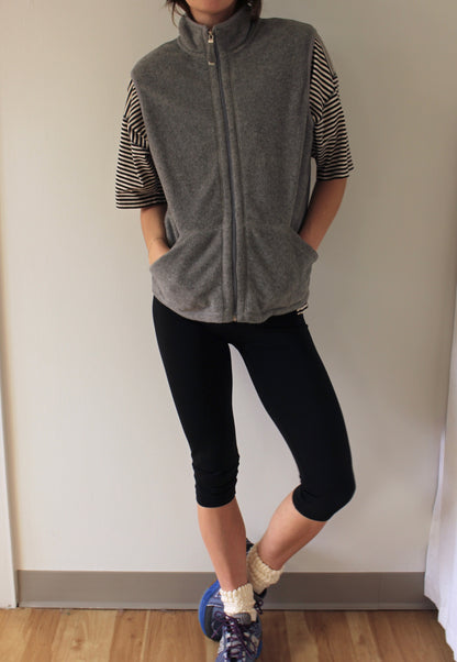 Vintage Dove Grey Fleece Vest