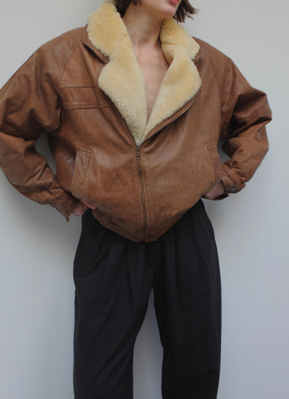 Beautiful Vintage Leather & Mouton Bomber