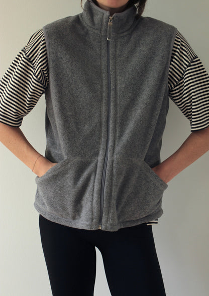 Vintage Dove Grey Fleece Vest