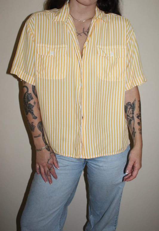 Vintage Sunshine Striped Short Sleeve Blouse