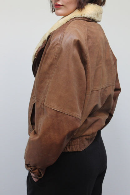 Beautiful Vintage Leather & Mouton Bomber