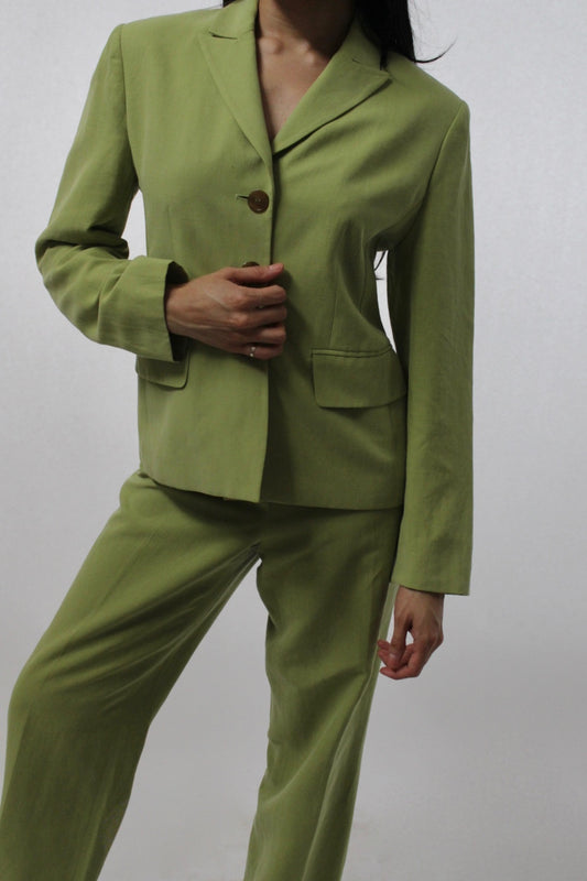 90s Avocado Silk Pant Suit