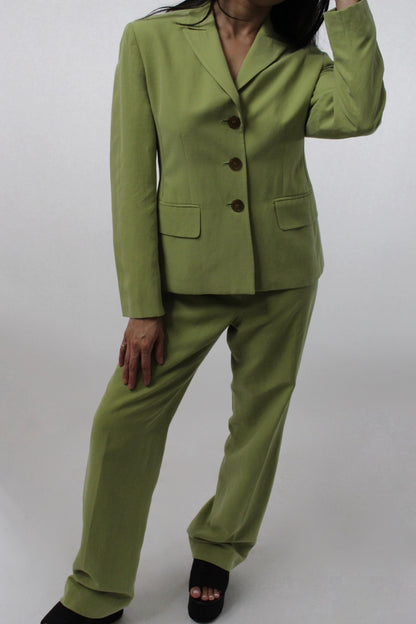 90s Avocado Silk Pant Suit