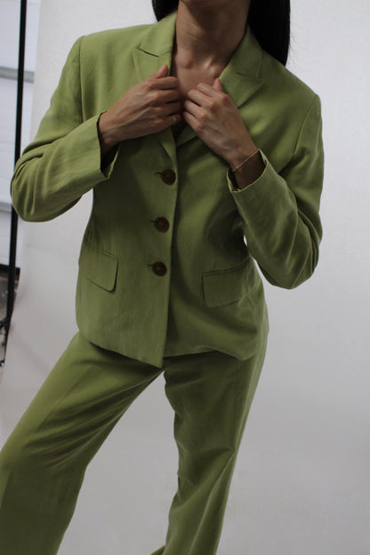 90s Avocado Silk Pant Suit