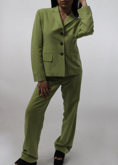 90s Avocado Silk Pant Suit