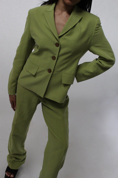 90s Avocado Silk Pant Suit