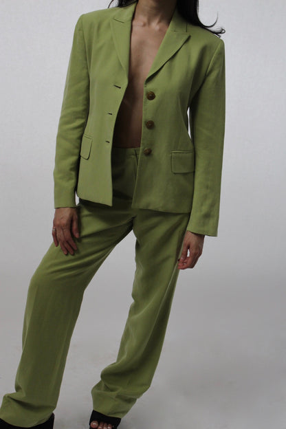 90s Avocado Silk Pant Suit