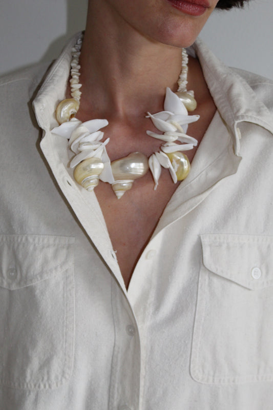 Statement Vintage Nautilus & Puka Shell Necklace